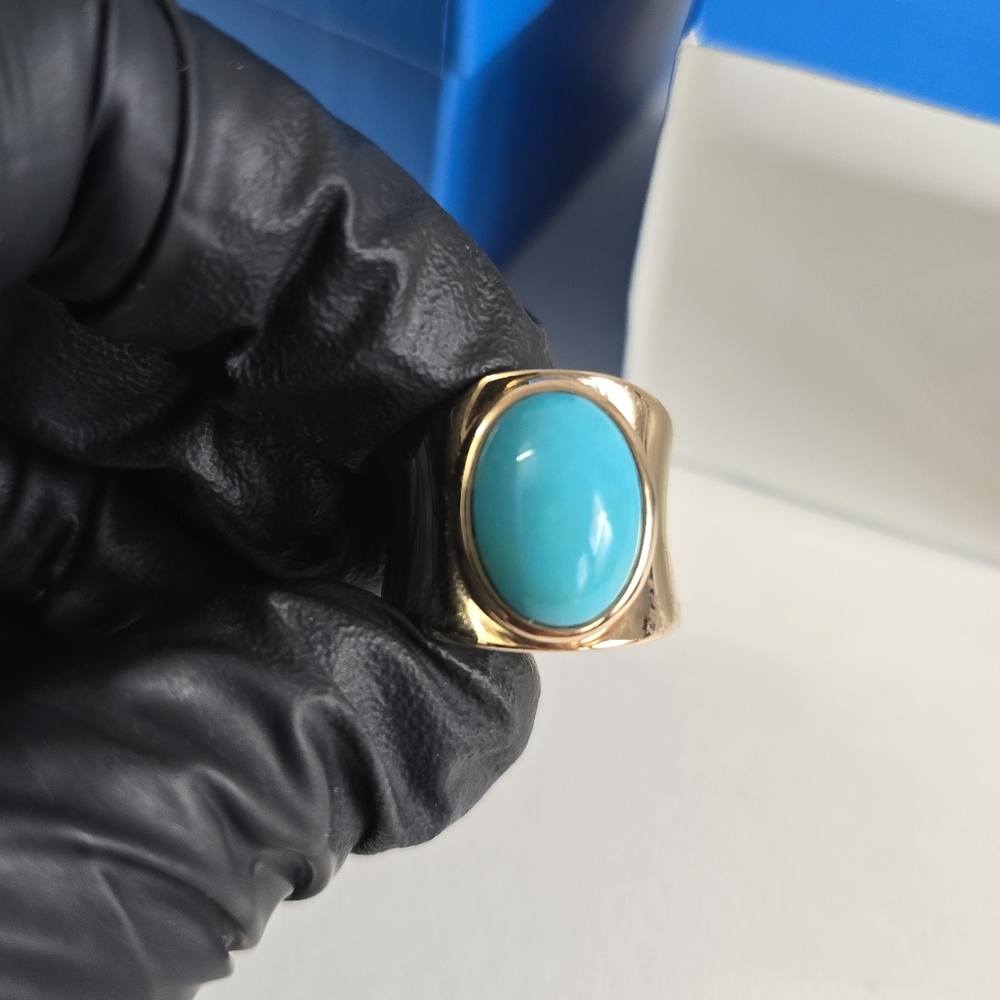 Rare Sterling Silver 925 TURQUOISE EGG RING - Picture 4 of 8